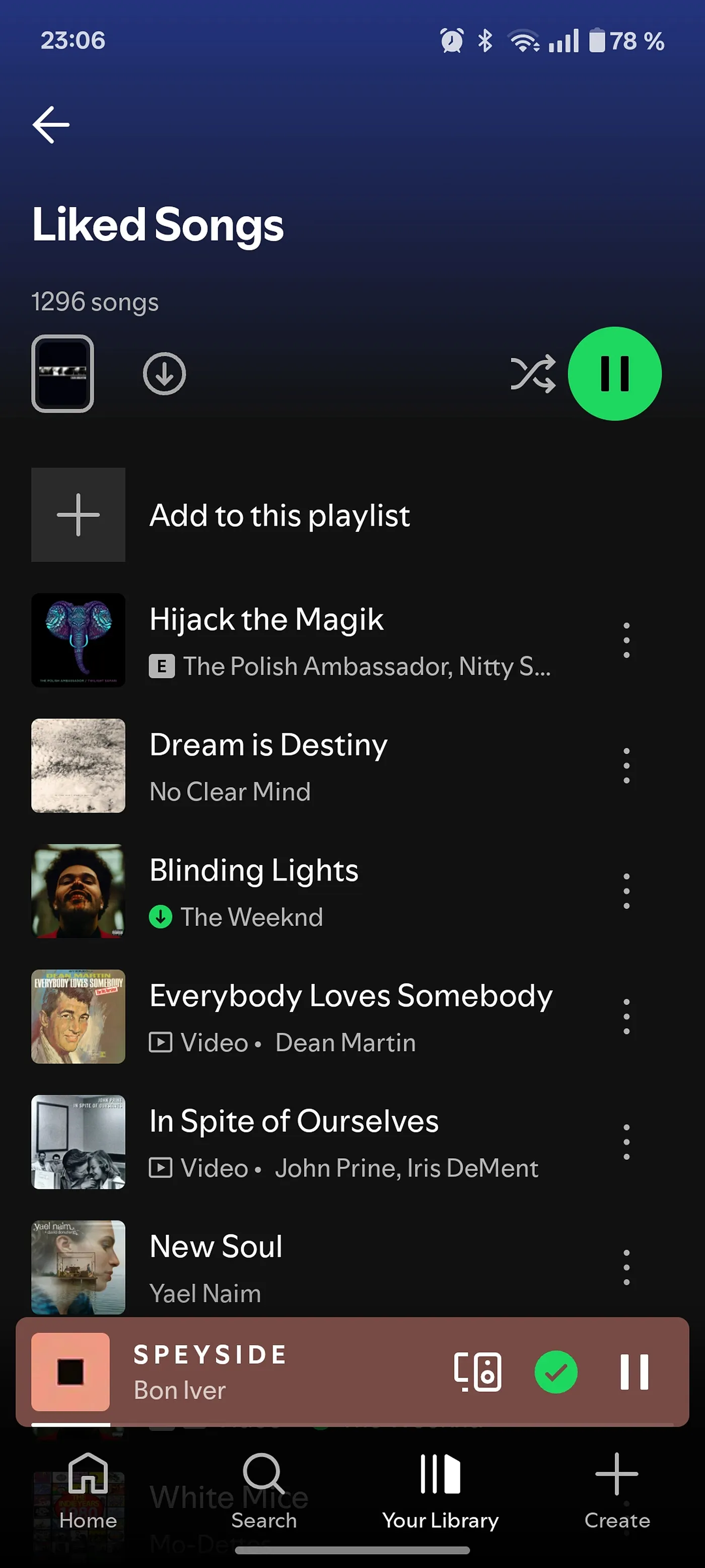 Original - no share button on Liked Songs